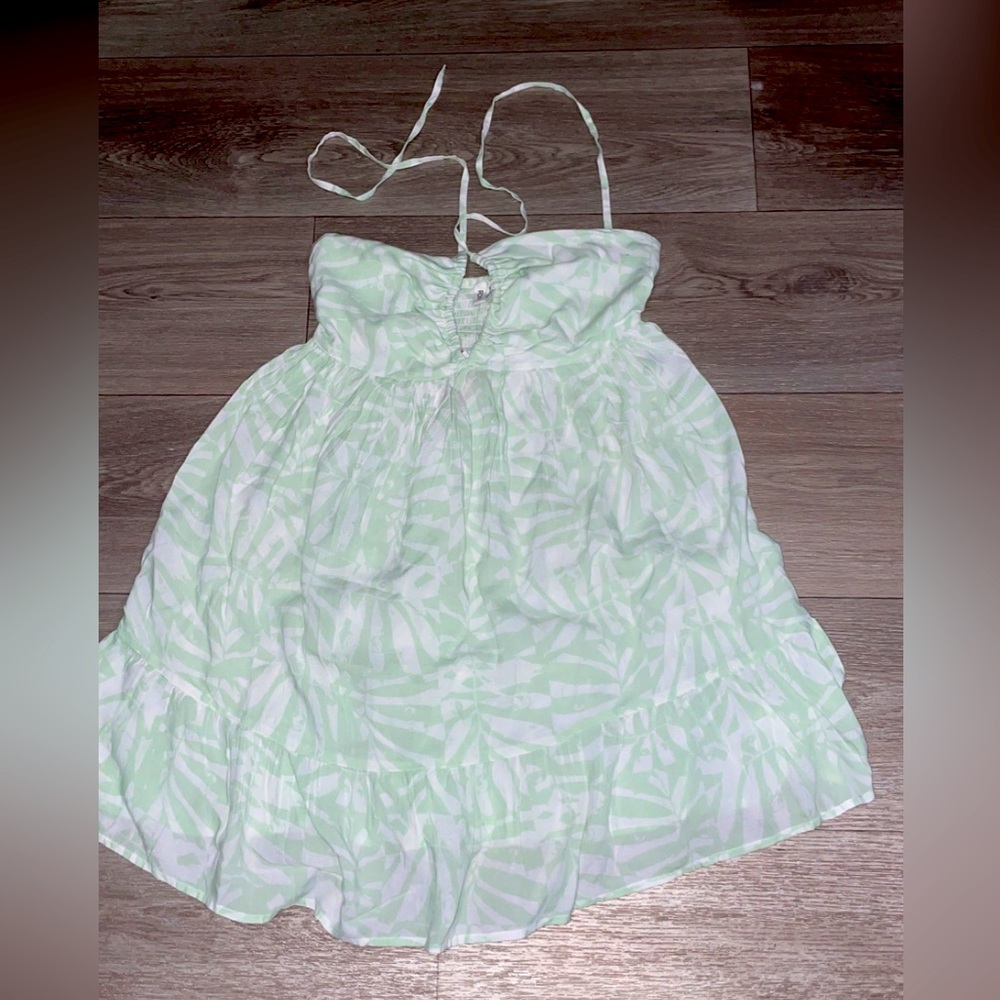 Roxy green and white halter dress